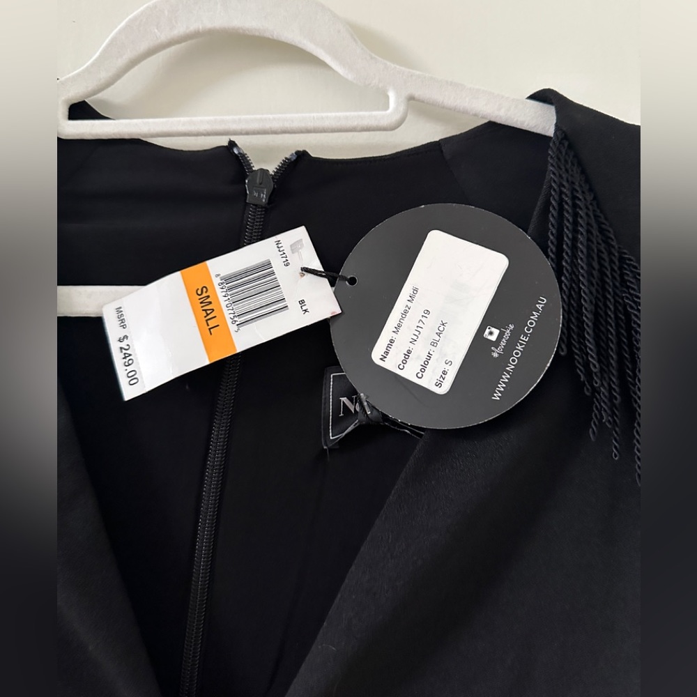 Nookie Black Mendez Fridge Detail Shoulder V-Neck Bodycon Party Midi Dress S - Picture 12 of 14
